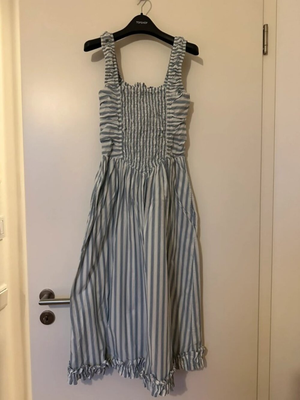Ganni Striped Shirred Maxi Summer Dress S